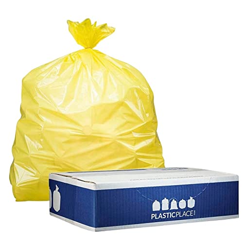 Yellow Heavy Duty Trash Bags for 55-60 Gallon Bins │ 1.2 Mil Thickness │ 38” x 58” (50 Count)