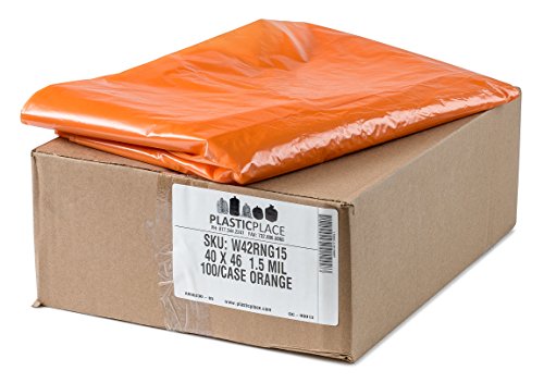 Heavy Duty Orange Trash Bags for 40-45 Gallon Cans (100 Ct) - Ideal for Commercial Use