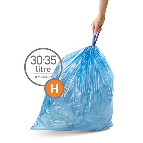 Simplerhuman Custom Fit Liners for 8-9.2 Gallon Trash Cans, Blue 60-Count