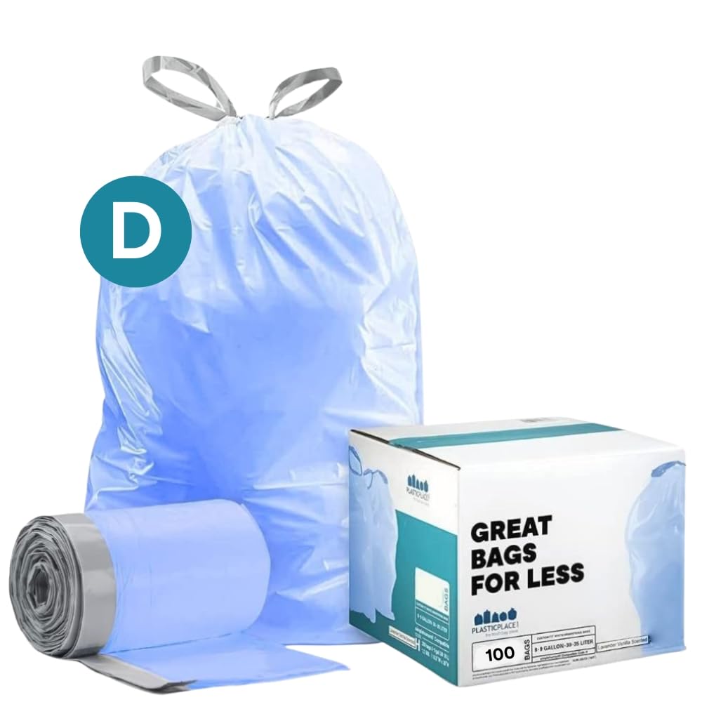 Custom Fit Blue Trash Bags for simplehuman Code D (100 Count), 5.3 Gallon / 20 Liter, 15.75 x 28 - For Home Use