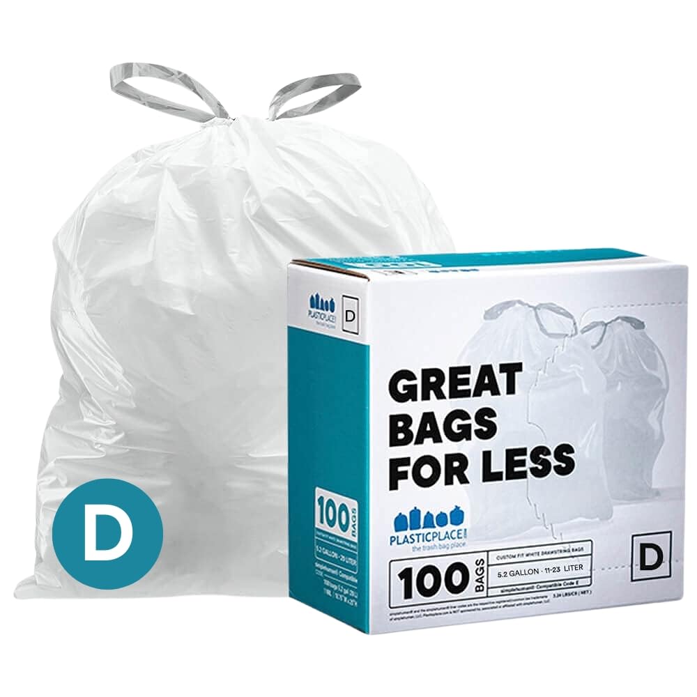 Simplehuman Code D White 5.3 Gallon Drawstring Trash Bags - Pack of 100
