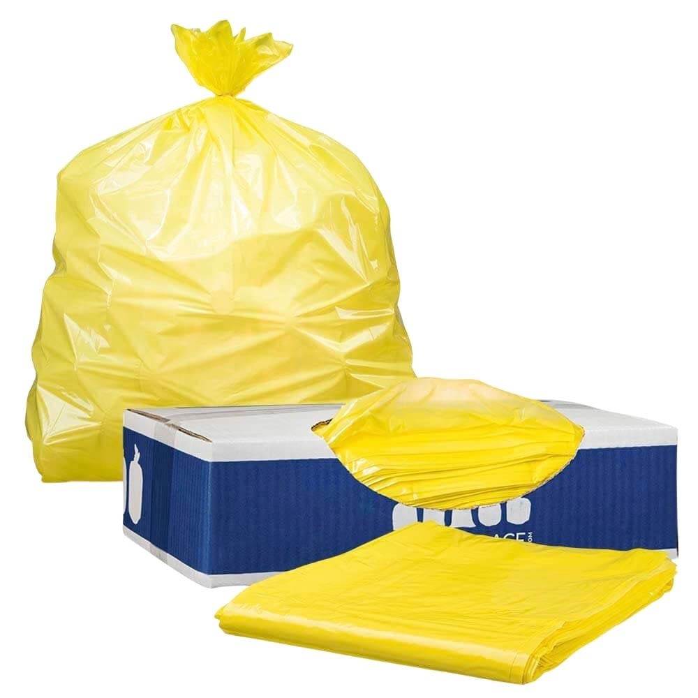 Yellow Heavy Duty Trash Bags for 55-60 Gallon Bins │ 1.2 Mil Thickness │ 38” x 58” (50 Count)