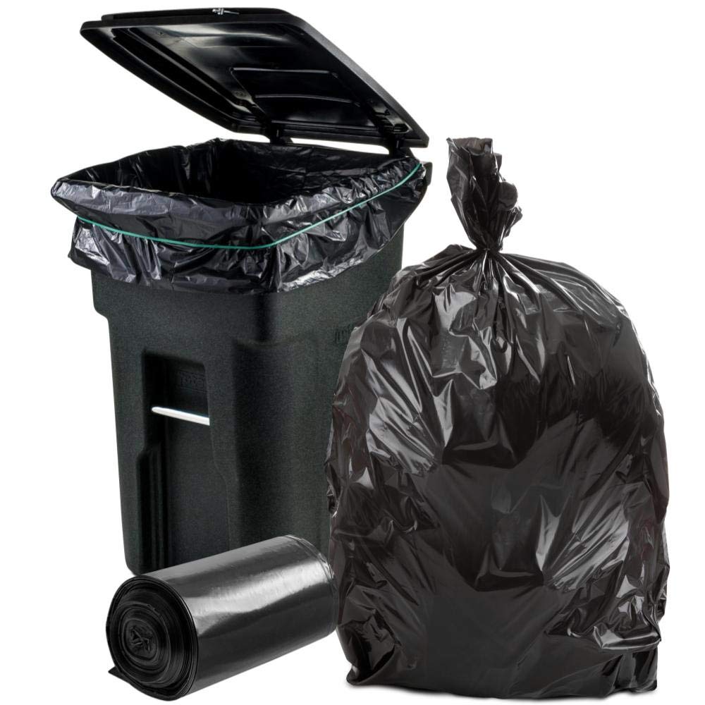 Heavy-Duty Black Trash Bags 64-65 Gallon Tote: 25 Count 50x60 Can Liners